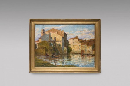 Tableau ancien par E.Bianchini - Village De st Tropez