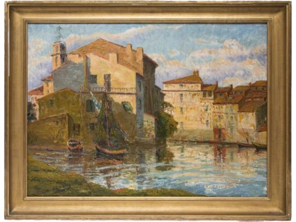 Tableau ancien par E.Bianchini - Village De st Tropez
