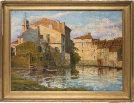 Tableau ancien par E.Bianchini - Village De st Tropez