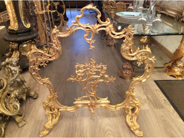 Pare Feu ancien En Bronze Doré De Style Louis XV