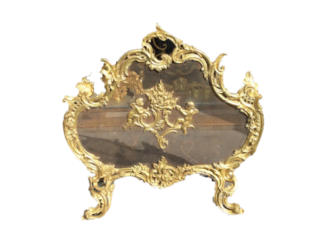 Pare feu ancien de style Louis XV à riche décoration