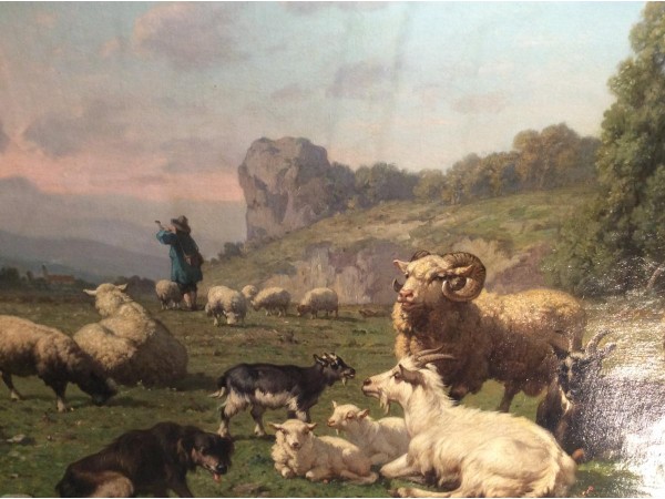 Tableau ancien de salon par  Louis Robbe 19ème siècle