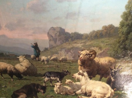 Tableau ancien de salon par  Louis Robbe 19ème siècle