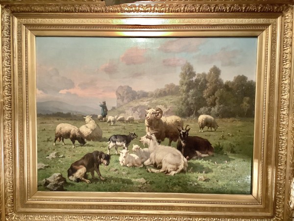 Tableau ancien de salon par  Louis Robbe 19ème siècle