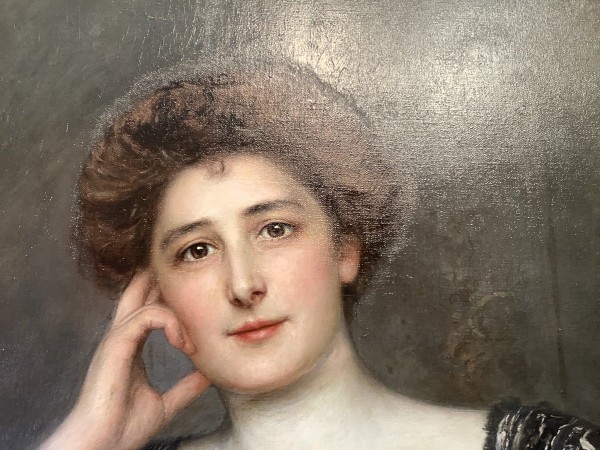 Tableau ancien Par Àdolfo félice MULLER-URY Portrait de Francesca Terry y Sanchez