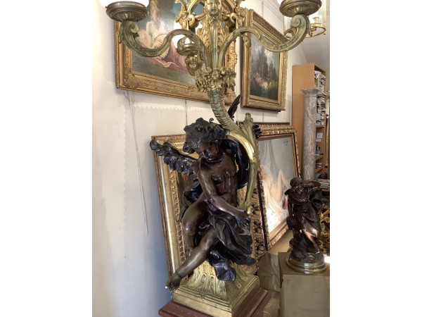 Torchère ancienne 19ème siècle En Bronze Doré