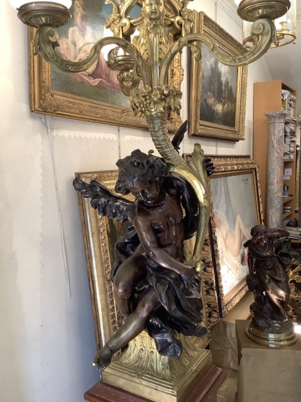 Torchère ancienne 19ème siècle En Bronze Doré
