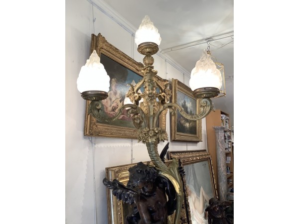 Torchère ancienne 19ème siècle En Bronze Doré