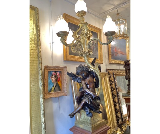 Torchère ancienne 19ème siècle En Bronze Doré