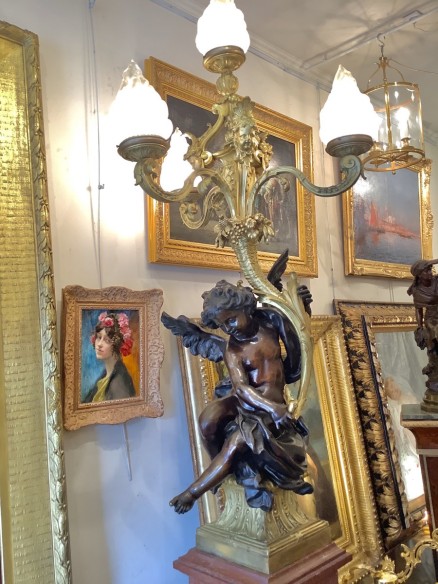 Torchère ancienne 19ème siècle En Bronze Doré