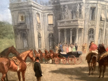 Tableau ancien du 19 éme siècle - départ de chasse
