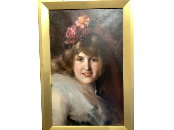 Tableau portrait 19ème siècle femme  Par Georges L Seymour