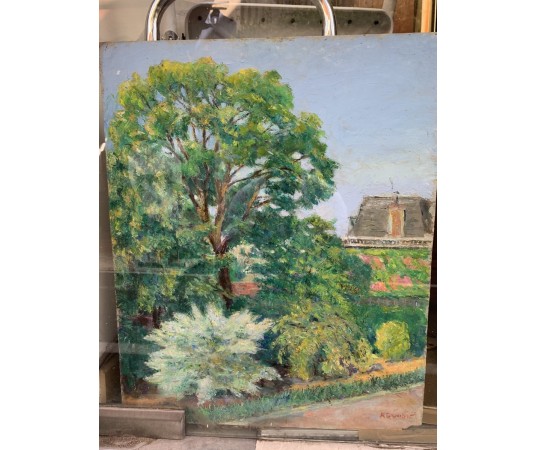 Tableau ancien du 19ème siècle par R.DROUART - Paysage