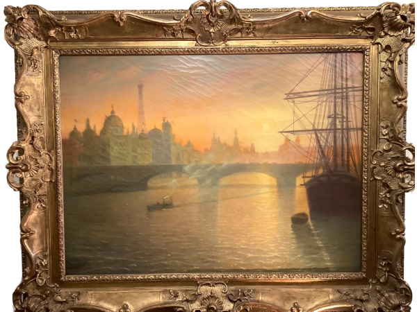 Tableau école Française 19ème Par Jean Joseph Enders (1862-1930) Vue Du Pont Alexandre III Et Du Pavillon Italien