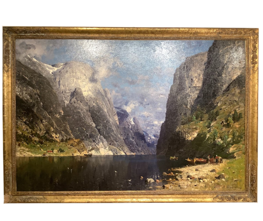 Tableau ancien Par Adelsteen Normann Paysage De Fjord Danois