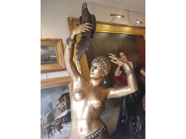 Statue En Bronze Art Deco Danseuse Orientale