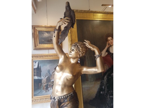 Statue En Bronze Art Deco Danseuse Orientale