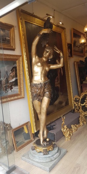 Statue En Bronze Art Deco Danseuse Orientale
