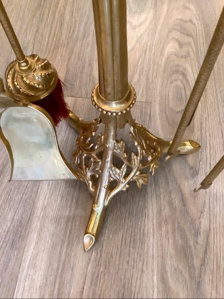 Nécessaire De Cheminée Fin 19ème Siècle En Bronze Doré