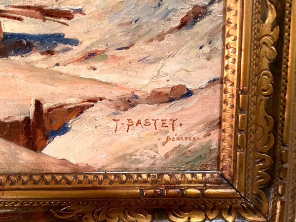 Tableau ancien Par Tancrede Bastet - Bord Du Gange A Benares