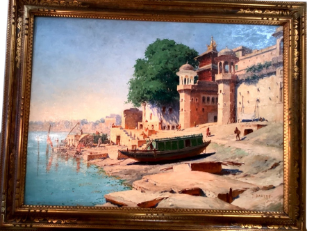 Tableau ancien Par Tancrede Bastet - Bord Du Gange A Benares