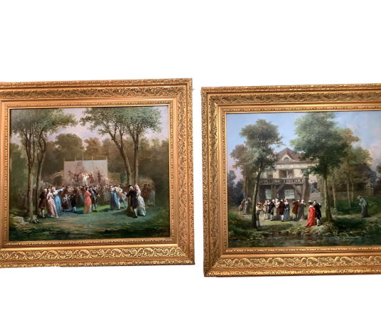 Tableaux anciens Par Léonard Saurfelt - scène de parc animées
