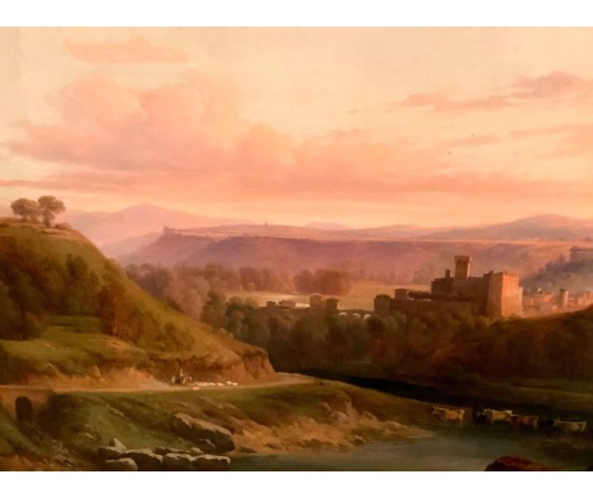 Tableau ancien Par Nicolas Victor Fonville-- Paysage Italien