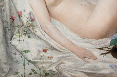 Tableau ancien par Adolf La Lyre - modèle Nu à La Palette