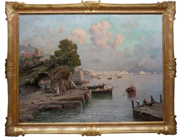 Tableau ancien par Nicolas de Corsi - Vue De La Baie De Naples